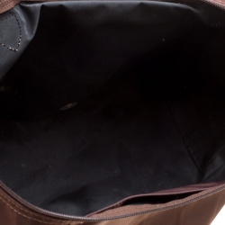 Pre Owned Longchamp Brown Nylon and Leather Medium Le Pliage Tote