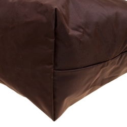 Pre Owned Longchamp Brown Nylon and Leather Medium Le Pliage Tote