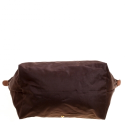 Pre Owned Longchamp Brown Nylon and Leather Medium Le Pliage Tote
