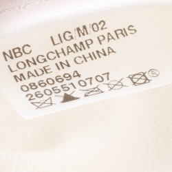Longchamp White/Light Gold Logo Printed Coated Canvas Le Pliage Tote