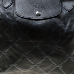 Pre Owned Longchamp Black Coated Fabric and Leather Le Pliage Tote