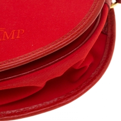 Longchamp Red Canvas and Leather Quadri Crossbody Bag