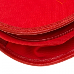 Longchamp Red Canvas and Leather Quadri Crossbody Bag
