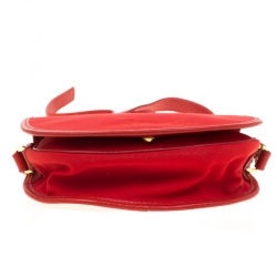 Longchamp Red Canvas and Leather Quadri Crossbody Bag