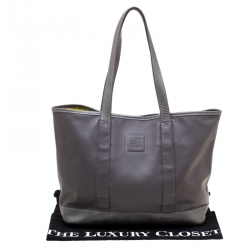 Pre Owned Longchamp Grey Leather Tote