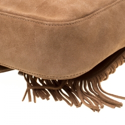 Pre Owned Longchamp Light Brown Suede Amazone Shoulder Bag