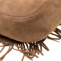 Pre Owned Longchamp Light Brown Suede Amazone Shoulder Bag