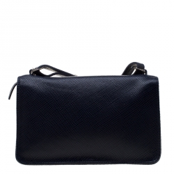 مملوكة مسبقًا Longchamp Blue Leather Quadri Crossbody Bag
