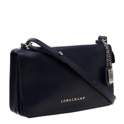 مملوكة مسبقًا Longchamp Blue Leather Quadri Crossbody Bag