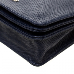 مملوكة مسبقًا Longchamp Blue Leather Quadri Crossbody Bag