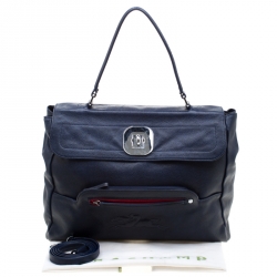 Pre Owned Longchamp Blue Leather Gatsby Tote