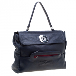 Pre Owned Longchamp Blue Leather Gatsby Tote