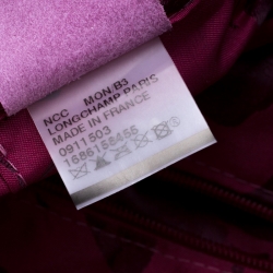 Pre Owned Longchamp Purple Croc Embossed Leather Roseau Tote