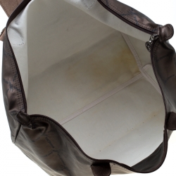 Pre Owned Longchamp Bronze Coated Fabric and Leather Le Pliage Tote