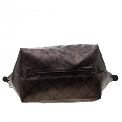 Pre Owned Longchamp Bronze Coated Fabric and Leather Le Pliage Tote