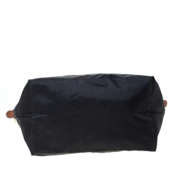 Pre Owned Longchamp Black Nylon and Leather Medium Le Pliage Tote