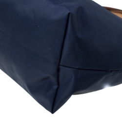 Pre Owned Longchamp Blue Nylon and Leather Medium Tote