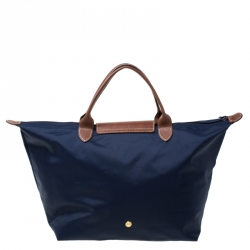 Pre Owned Longchamp Blue Nylon and Leather Medium Tote