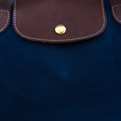 Pre Owned Longchamp Blue Nylon and Leather Medium Tote