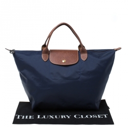 Pre Owned Longchamp Blue Nylon and Leather Medium Tote