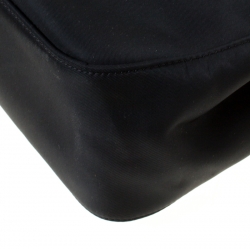 Pre Owned Longchamp Black Nylon and Leather Roseau Tote