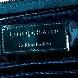 Pre Owned Longchamp Dark Green Patent Leather Legende Satchel