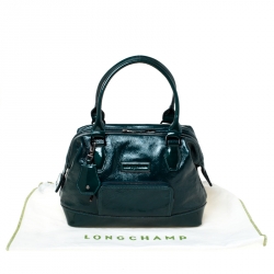 Pre Owned Longchamp Dark Green Patent Leather Legende Satchel