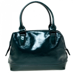 Pre Owned Longchamp Dark Green Patent Leather Legende Satchel