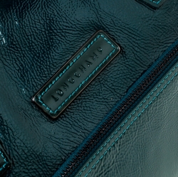 Pre Owned Longchamp Dark Green Patent Leather Legende Satchel