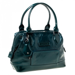 Pre Owned Longchamp Dark Green Patent Leather Legende Satchel