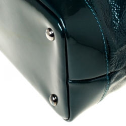 Pre Owned Longchamp Dark Green Patent Leather Legende Satchel