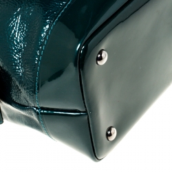 Pre Owned Longchamp Dark Green Patent Leather Legende Satchel