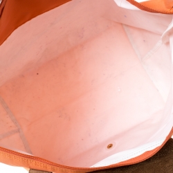 Pre Owned Longchamp Orange Nylon and Leather Medium Le Pliage Tote