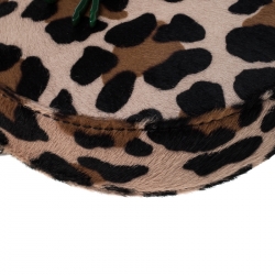 Longchamp Beige/Black Leopard Print and Leather Round Crossbody Bag
