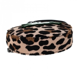 Longchamp Beige/Black Leopard Print and Leather Round Crossbody Bag