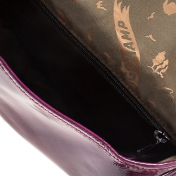 Pre Owned Longchamp Purple Patent Leather Flap Crossbody Bag