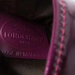 Pre Owned Longchamp Purple Patent Leather Flap Crossbody Bag
