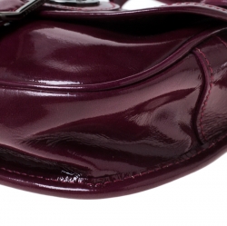 Pre Owned Longchamp Purple Patent Leather Flap Crossbody Bag