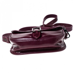 Pre Owned Longchamp Purple Patent Leather Flap Crossbody Bag