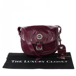 Pre Owned Longchamp Purple Patent Leather Flap Crossbody Bag