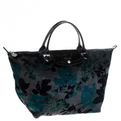 Pre Owned Longchamp Multicolor Floral Print Velvet Le Pliage Tote