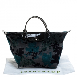 Pre Owned Longchamp Multicolor Floral Print Velvet Le Pliage Tote