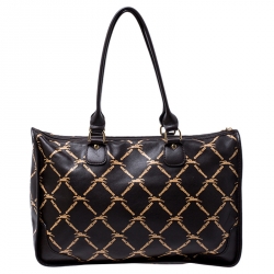 Longchamp Brown Printed Leather Satchel