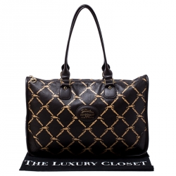 Longchamp Brown Printed Leather Satchel