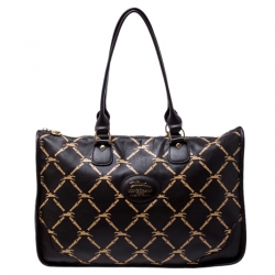 Longchamp Brown Printed Leather Satchel