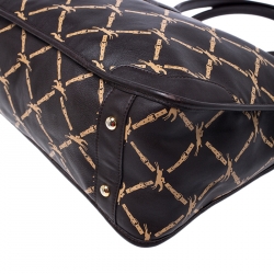 Longchamp Brown Printed Leather Satchel