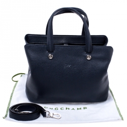 Pre Owned Longchamp Navy Blue Leather Tote