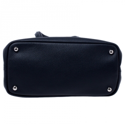 Pre Owned Longchamp Navy Blue Leather Tote