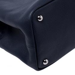 Pre Owned Longchamp Navy Blue Leather Tote