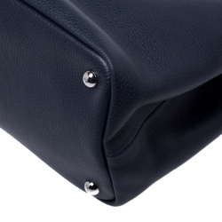 Pre Owned Longchamp Navy Blue Leather Tote